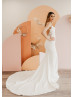 Cowl Neck Ivory 3D Floral Lace Satin Timeless Wedding Dress